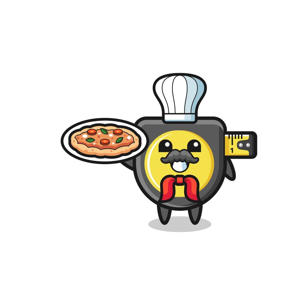 tape measure character as Italian chef mascot vector