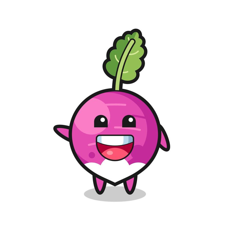 happy turnip cute mascot character vector