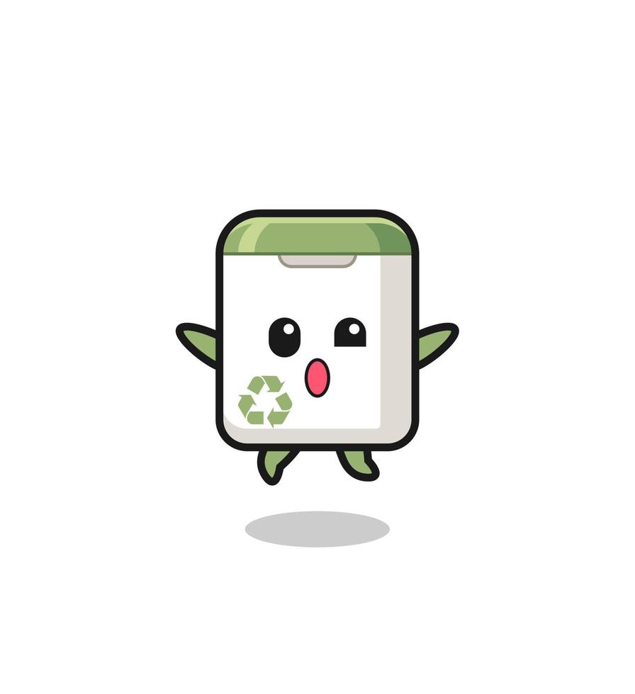 trash can character is jumping gesture vector