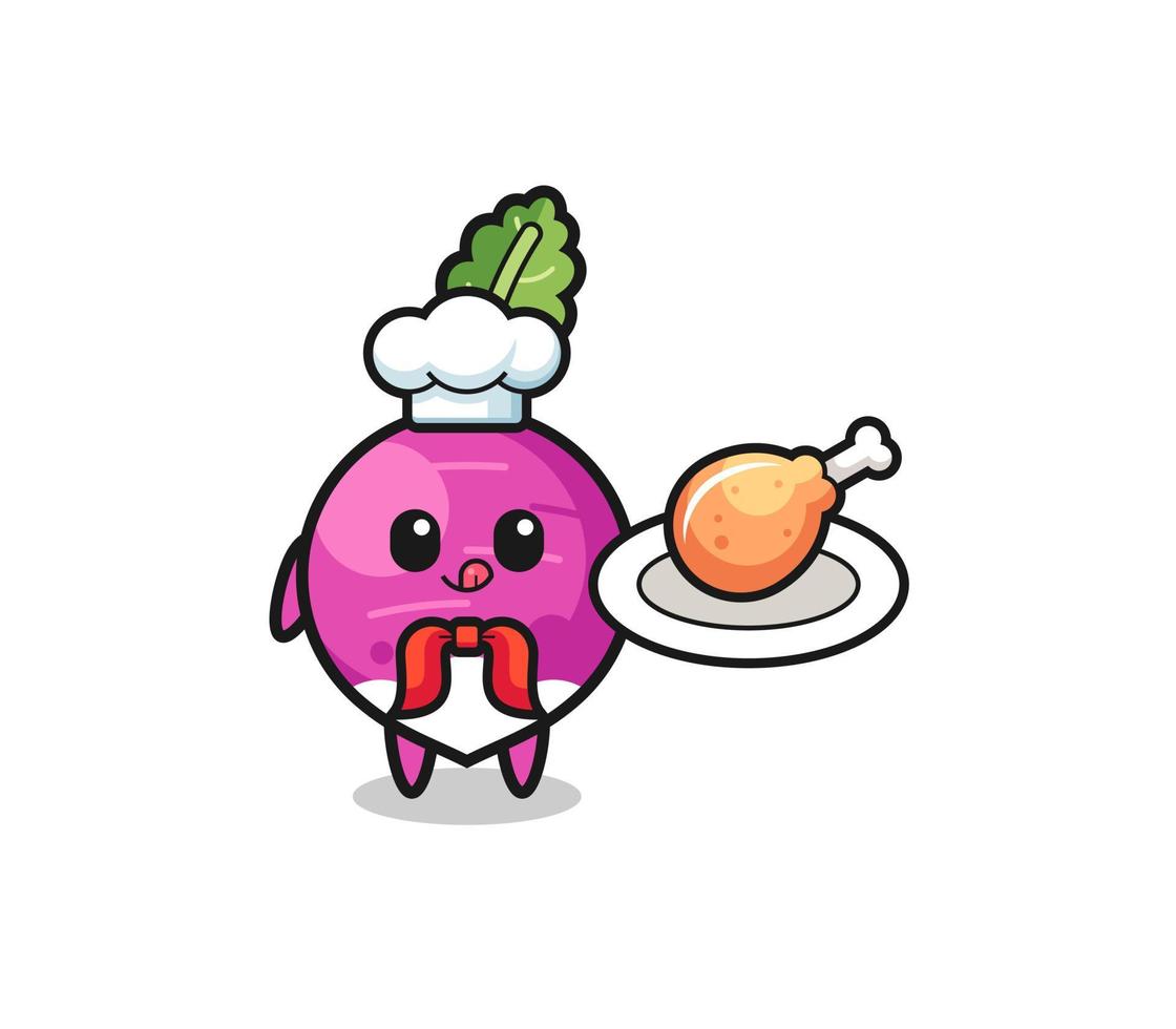 turnip fried chicken chef cartoon character vector