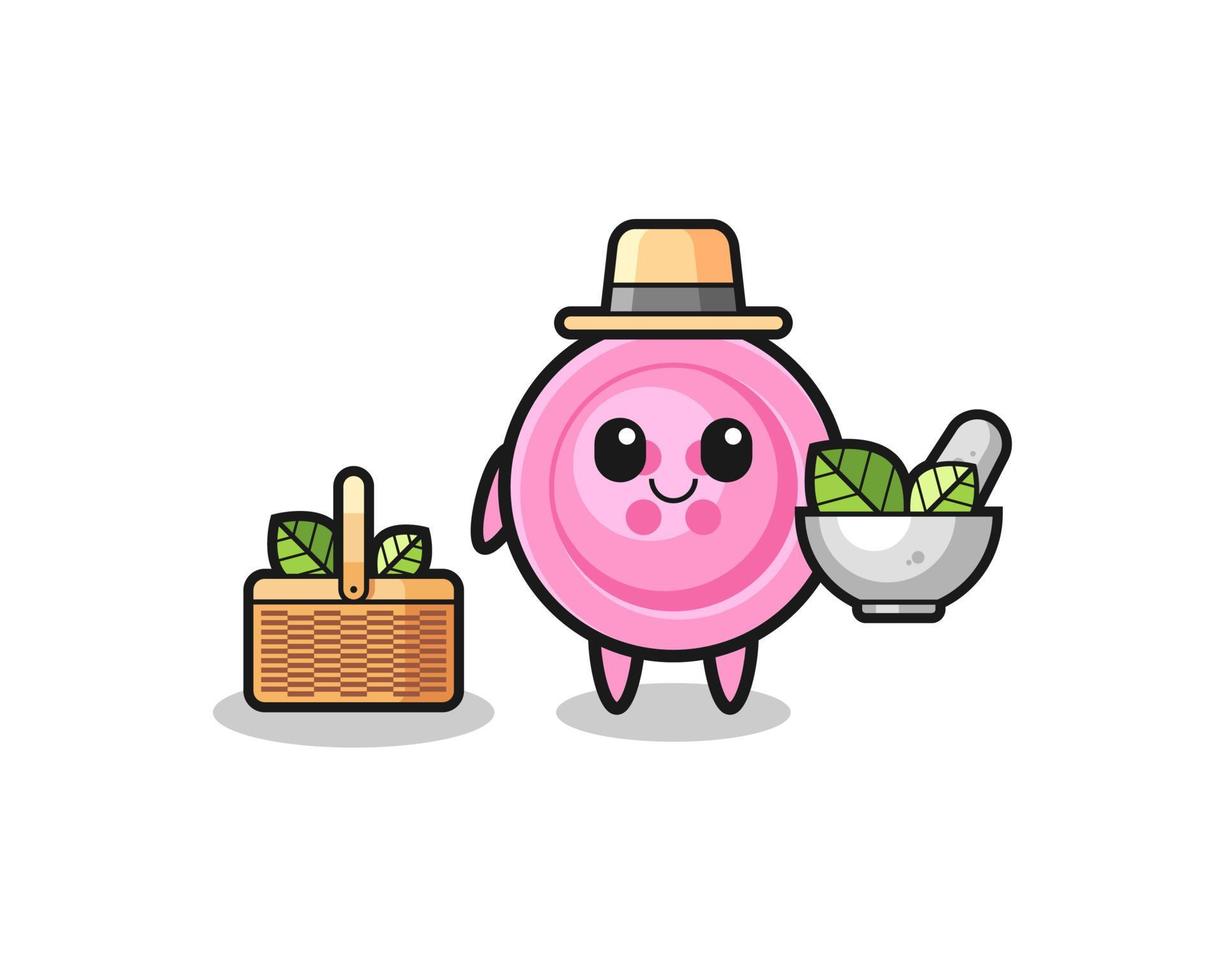 clothing button herbalist cute cartoon vector