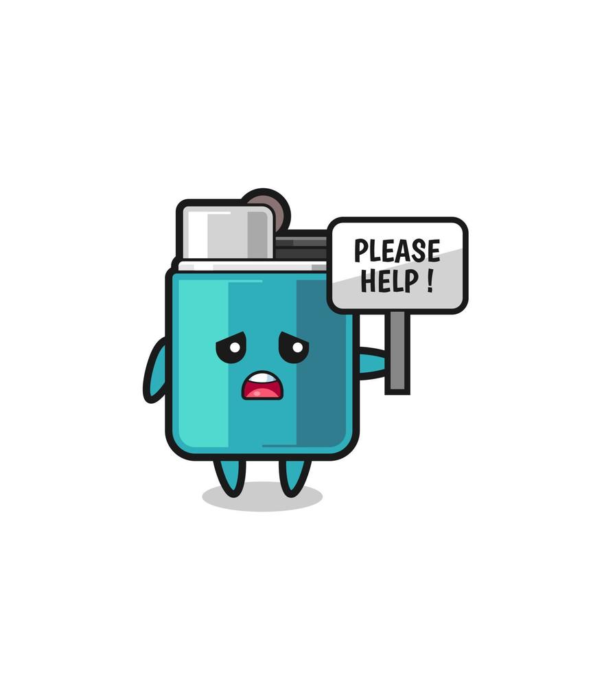 cute lighter hold the please help banner vector