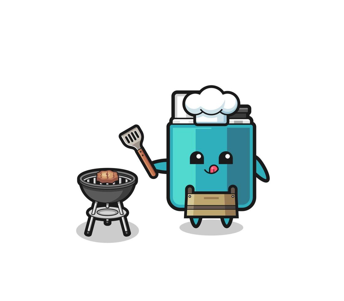lighter barbeque chef with a grill vector