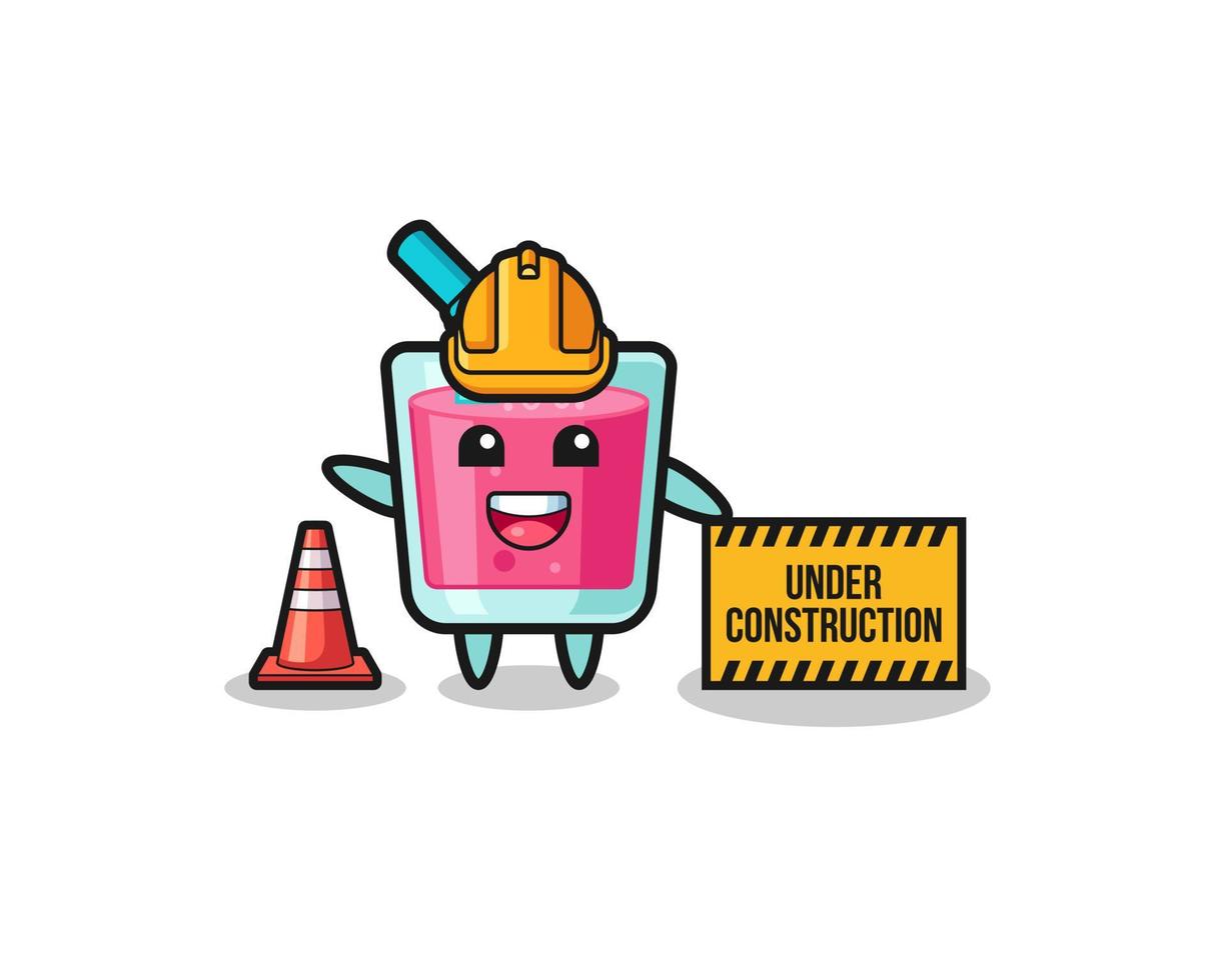 illustration of strawberry juice with under construction banner vector