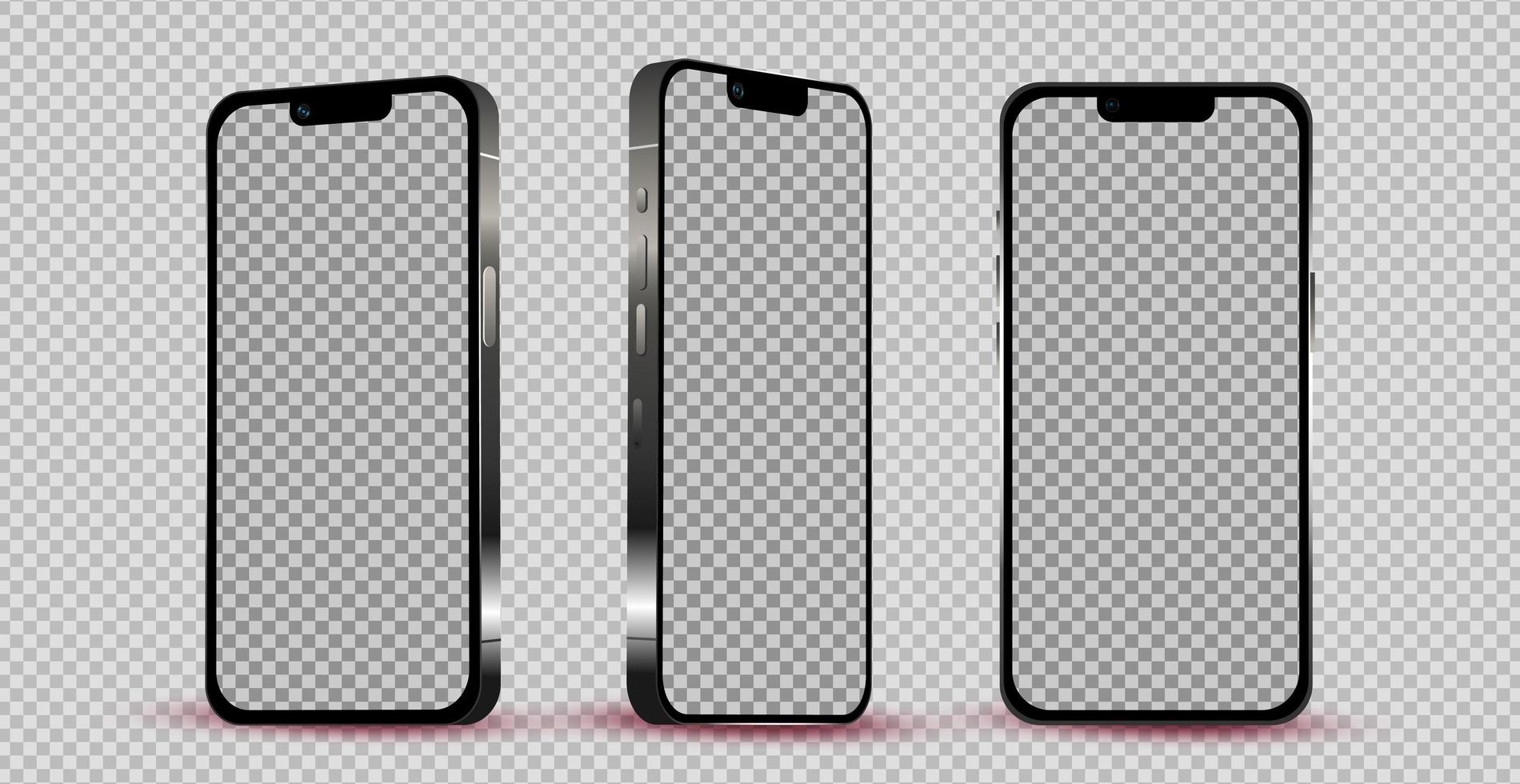 Realistic mocap without background black mobile phone - Vector