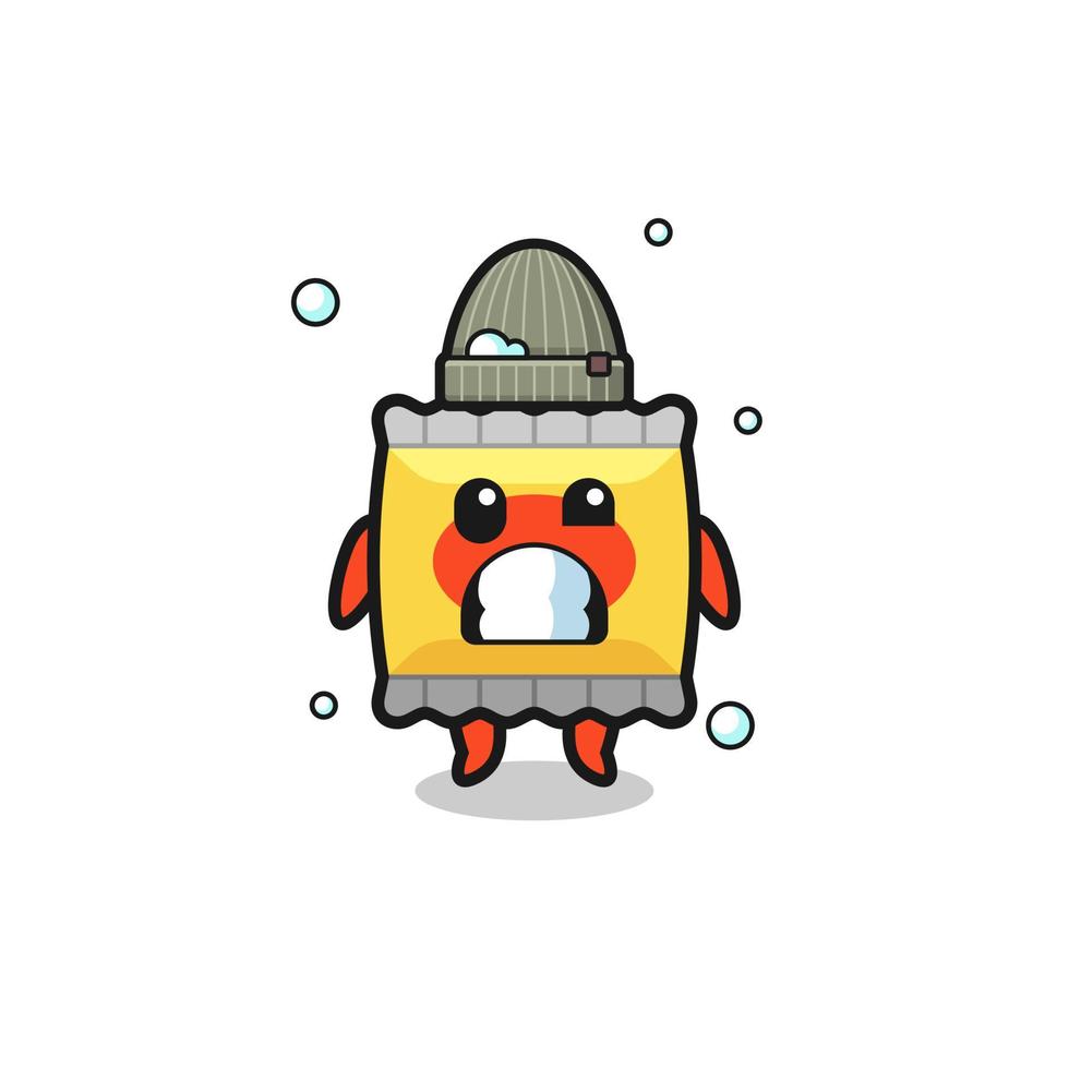 cute cartoon snack with shivering expression vector