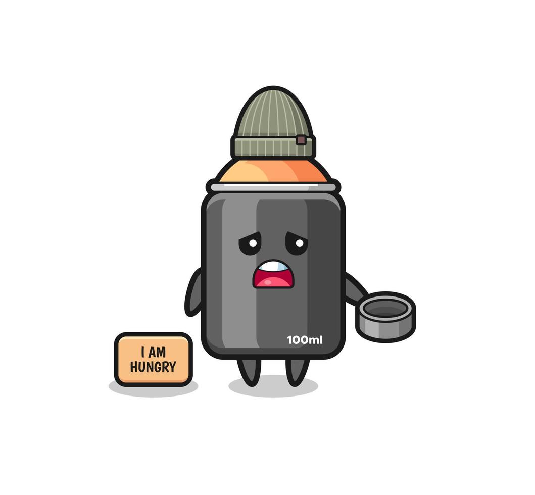 cute spray paint beggar cartoon character vector