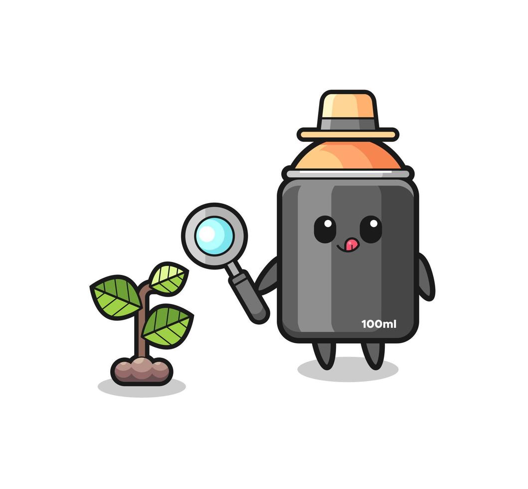 cute spray paint herbalist researching a plants vector