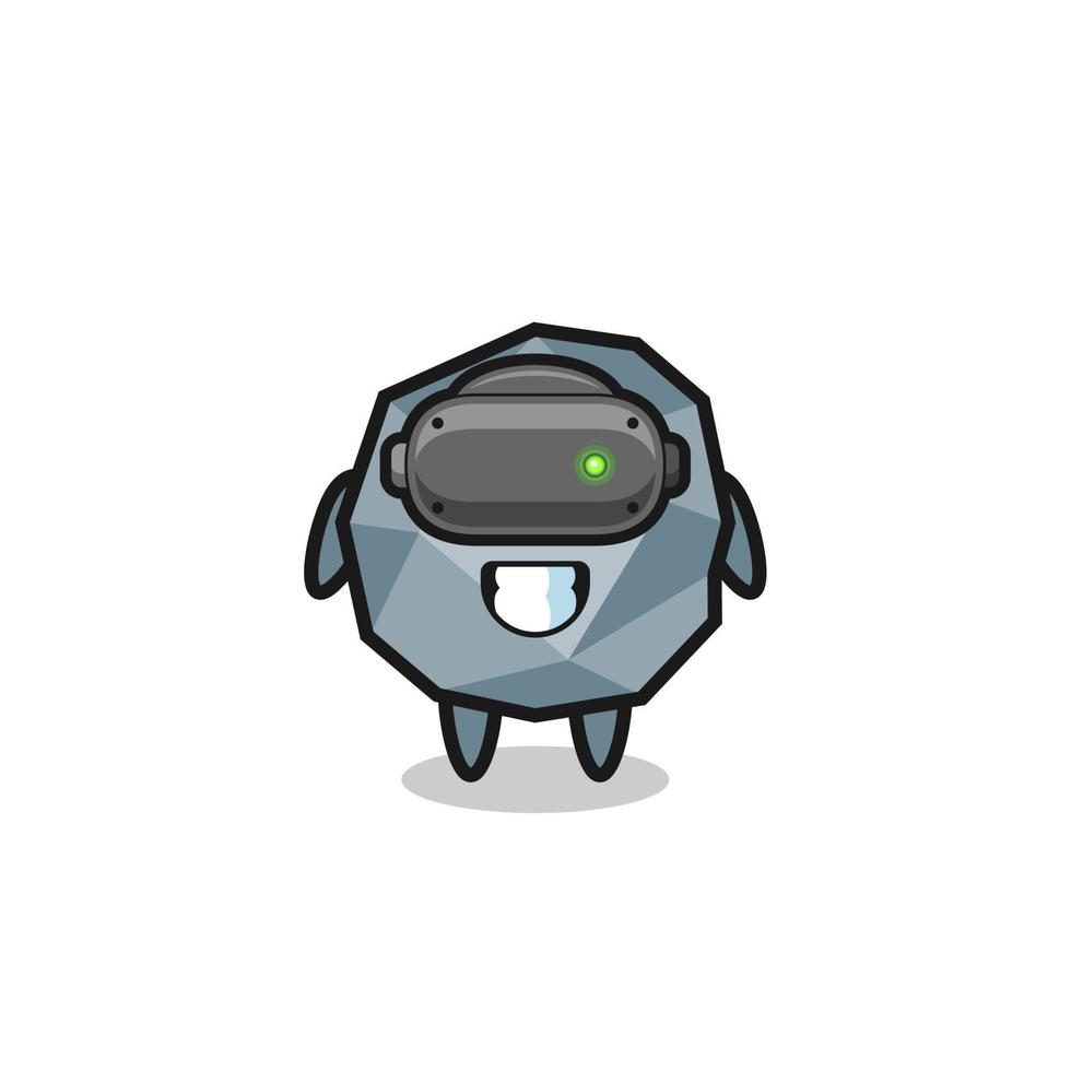 cute stone using VR headset vector