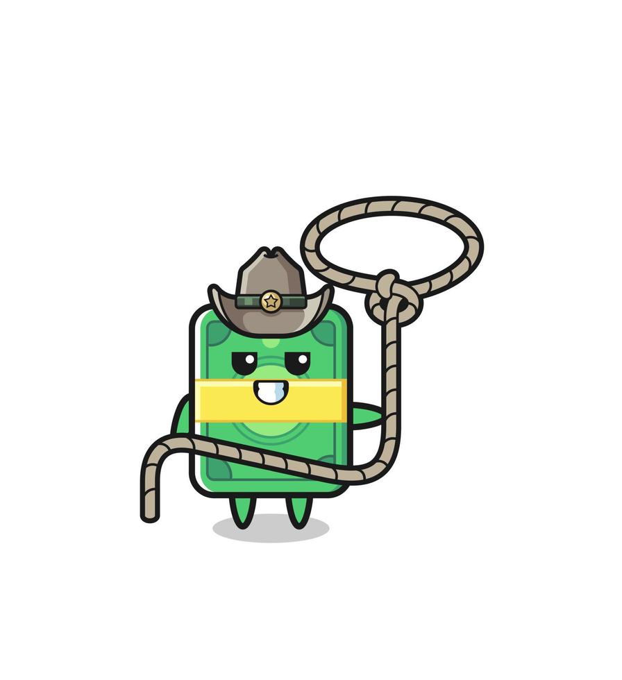 the money cowboy with lasso rope vector