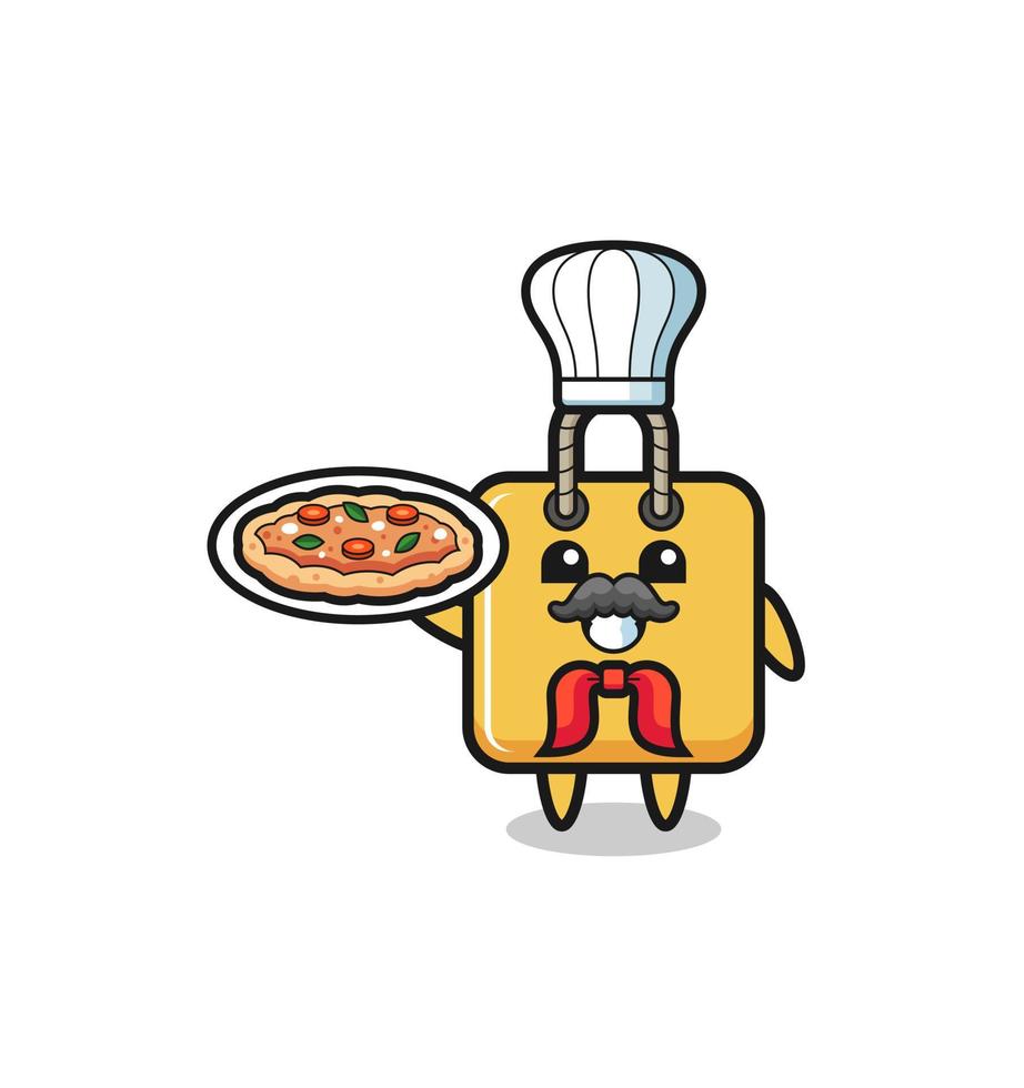 personaje de bolsa de compras como mascota del chef italiano vector