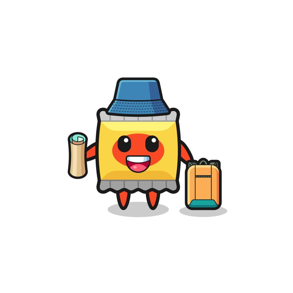 snack mascot character as hiker vector