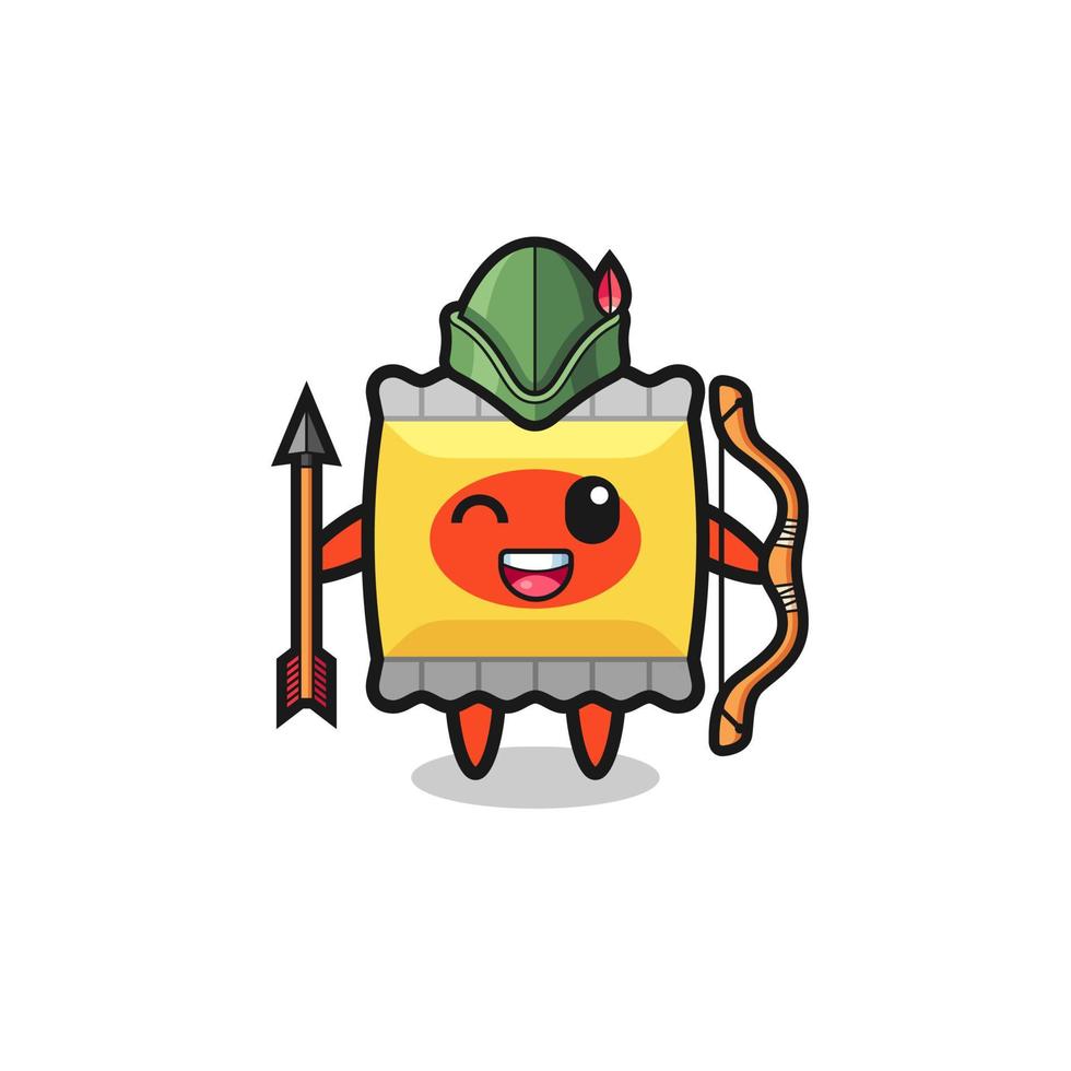 snack cartoon as medieval archer mascot vector