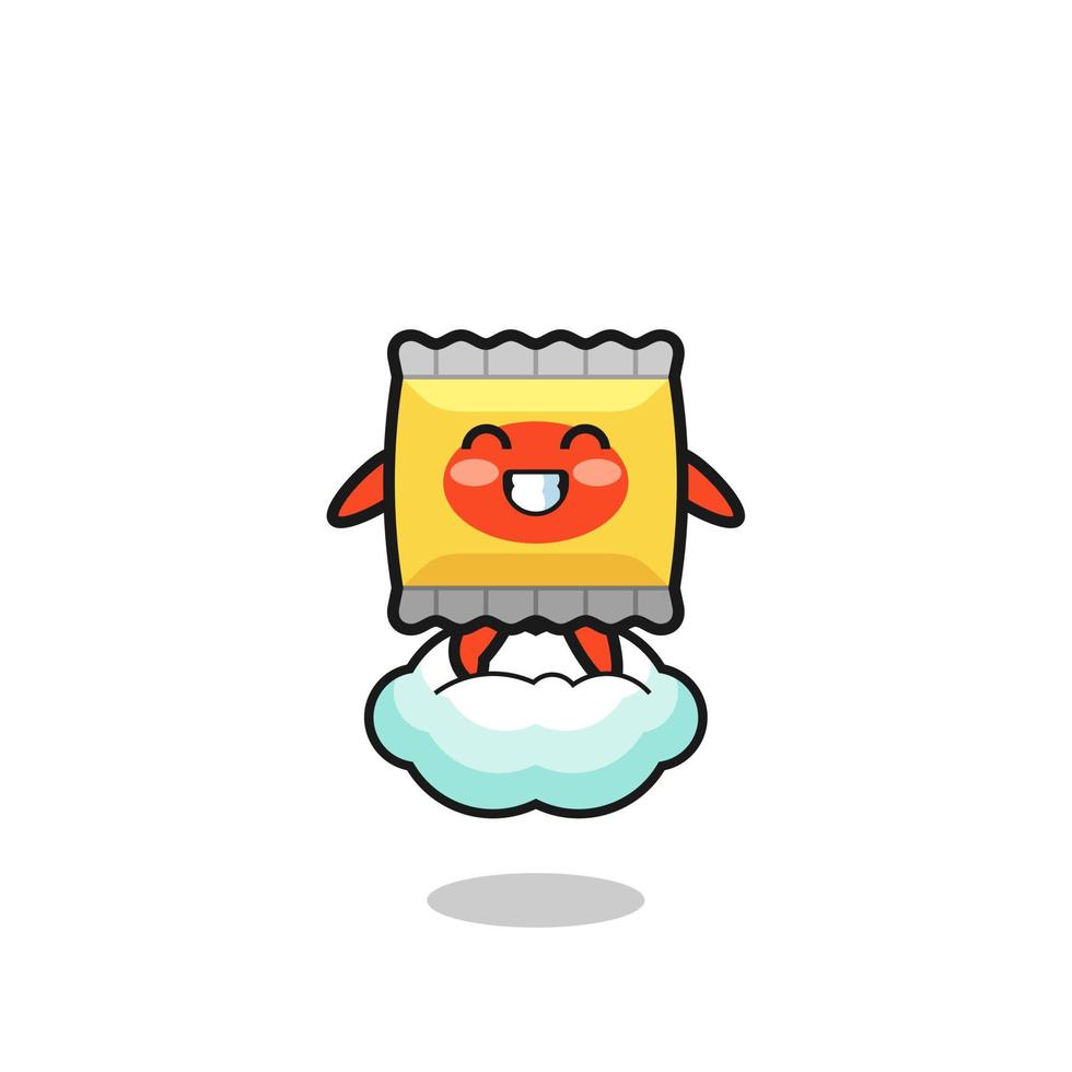 cute snack illustration riding a floating cloud vector
