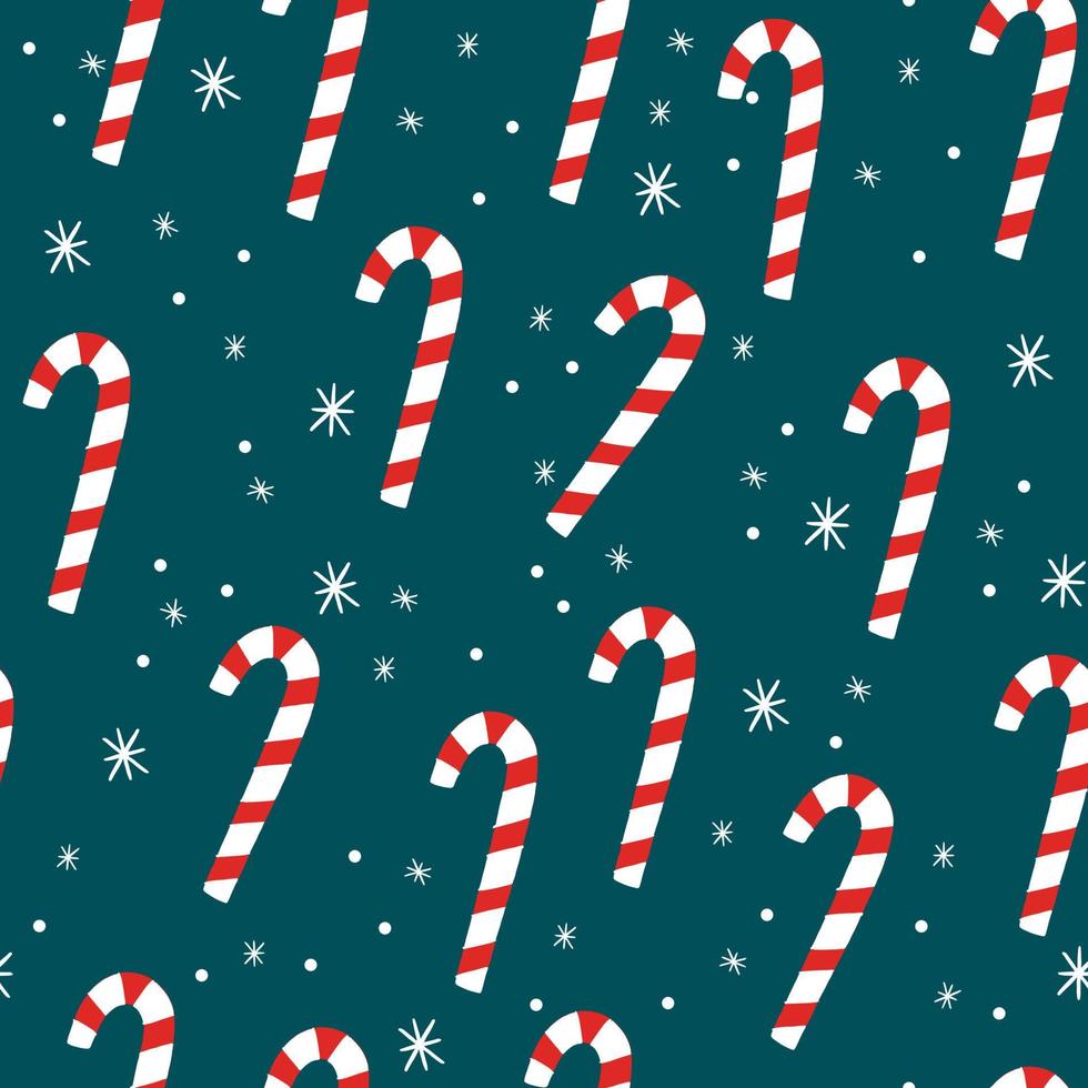 candy cane seamless pattern on green vector