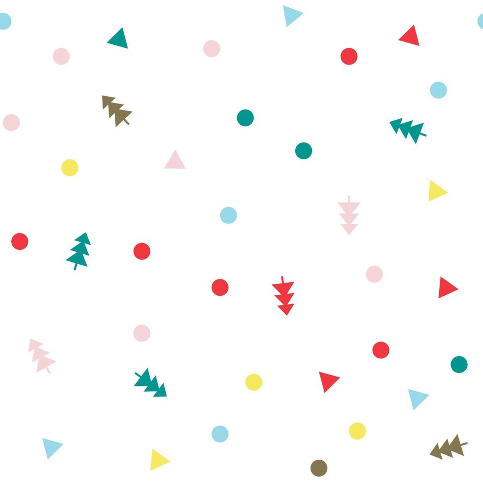 trees and confetti seamless pattern on navy vector