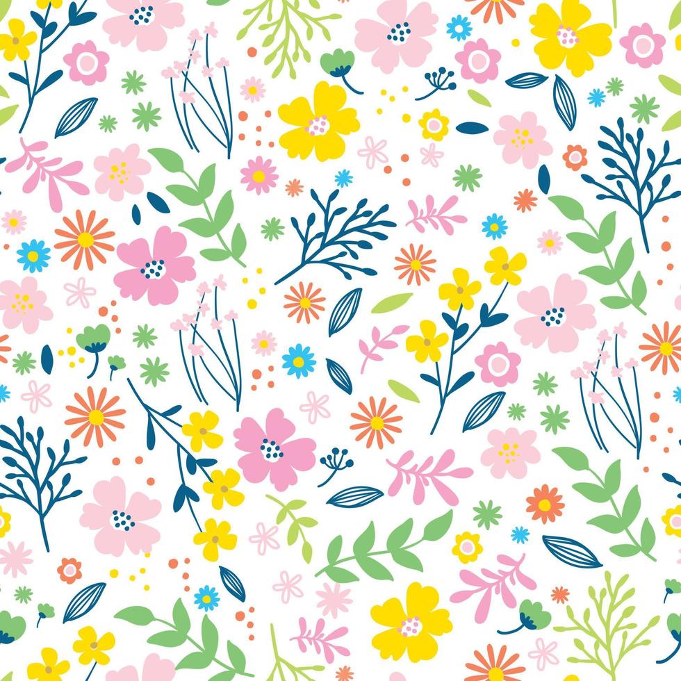 Pastel floral seamless pattern vector