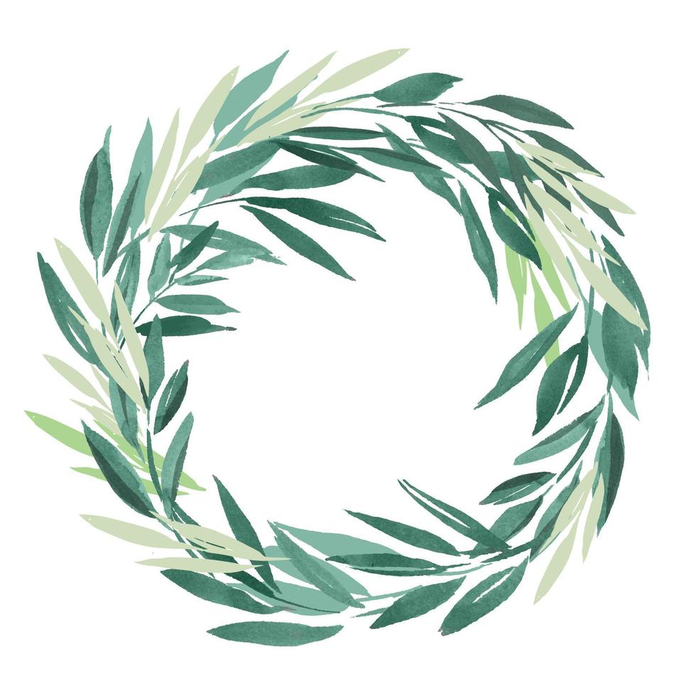 watercolor leaves wreath vector