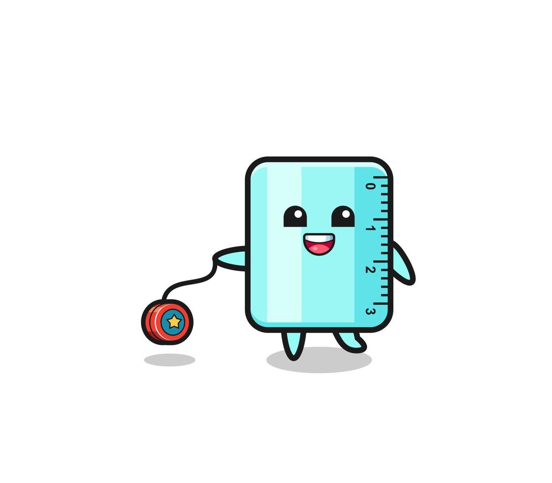 cartoon of cute ruler playing a yoyo vector