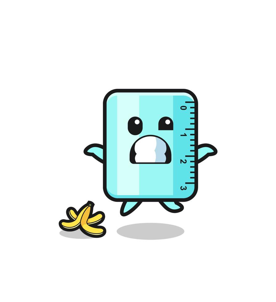 ruler cartoon is slip on a banana peel vector