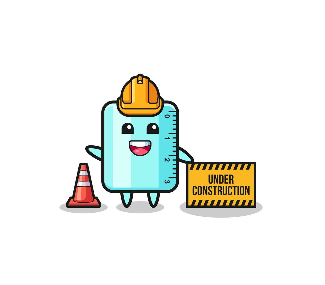 illustration of ruler with under construction banner vector