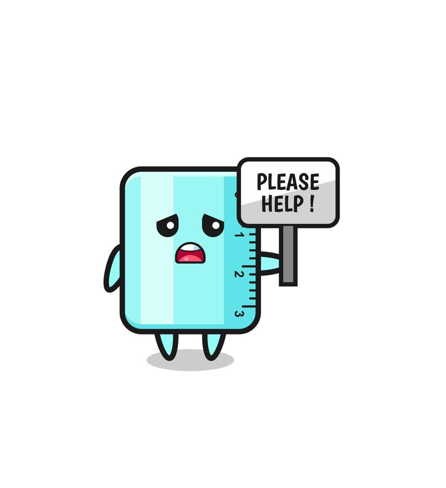 cute ruler hold the please help banner vector