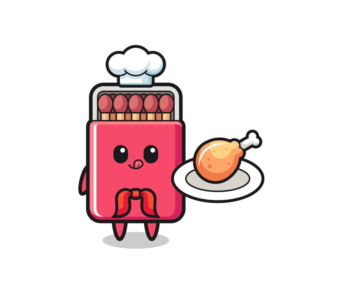 matches box fried chicken chef cartoon character vector