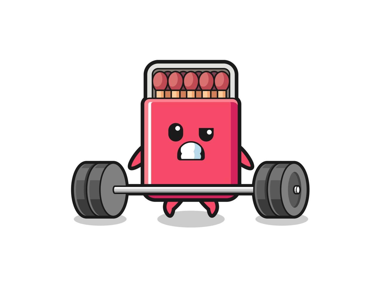 cartoon of matches box lifting a barbell vector