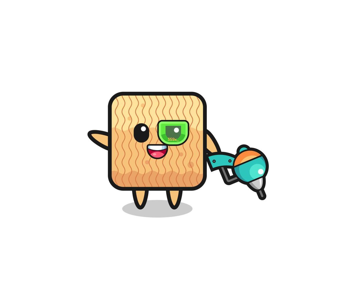 raw instant noodle cartoon as future warrior mascot vector