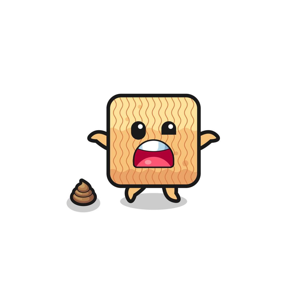 raw instant noodle earth surprised to meet poop vector