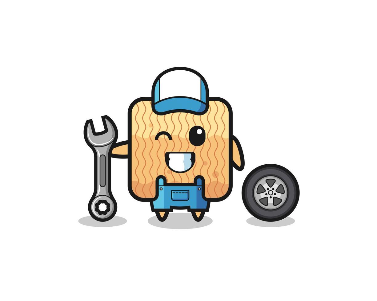 the raw instant noodle character as a mechanic mascot vector