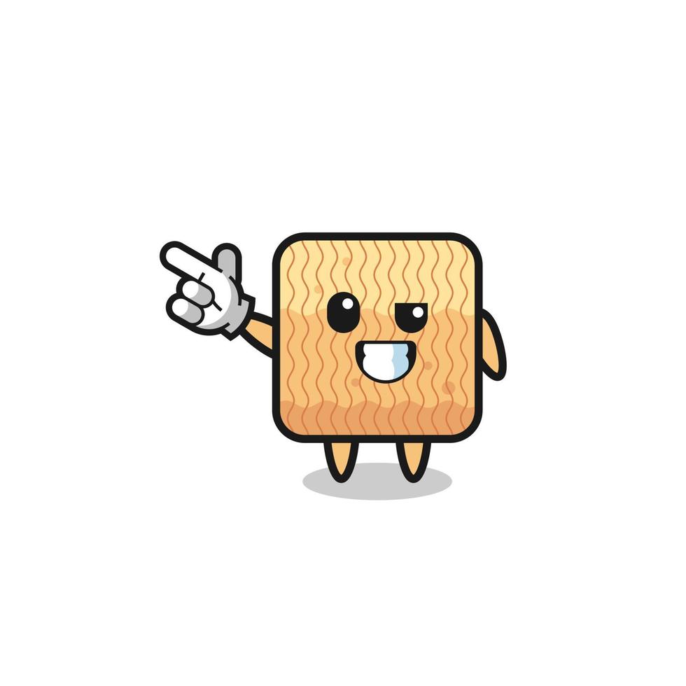 raw instant noodle mascot pointing top left vector