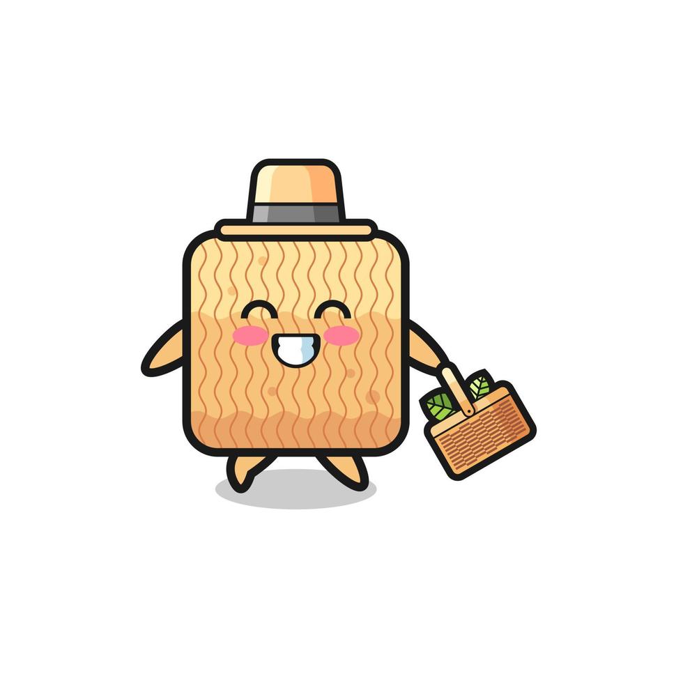 raw instant noodle herbalist character searching a herbal vector