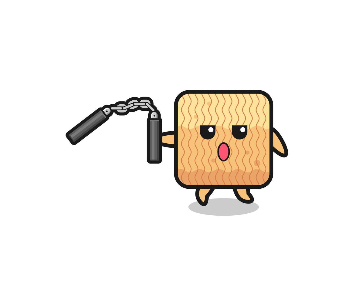 cartoon of raw instant noodle using nunchaku vector