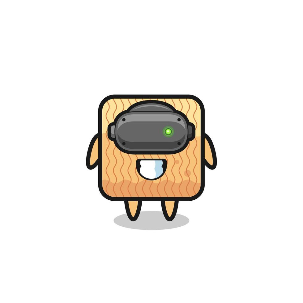 cute raw instant noodle using VR headset vector