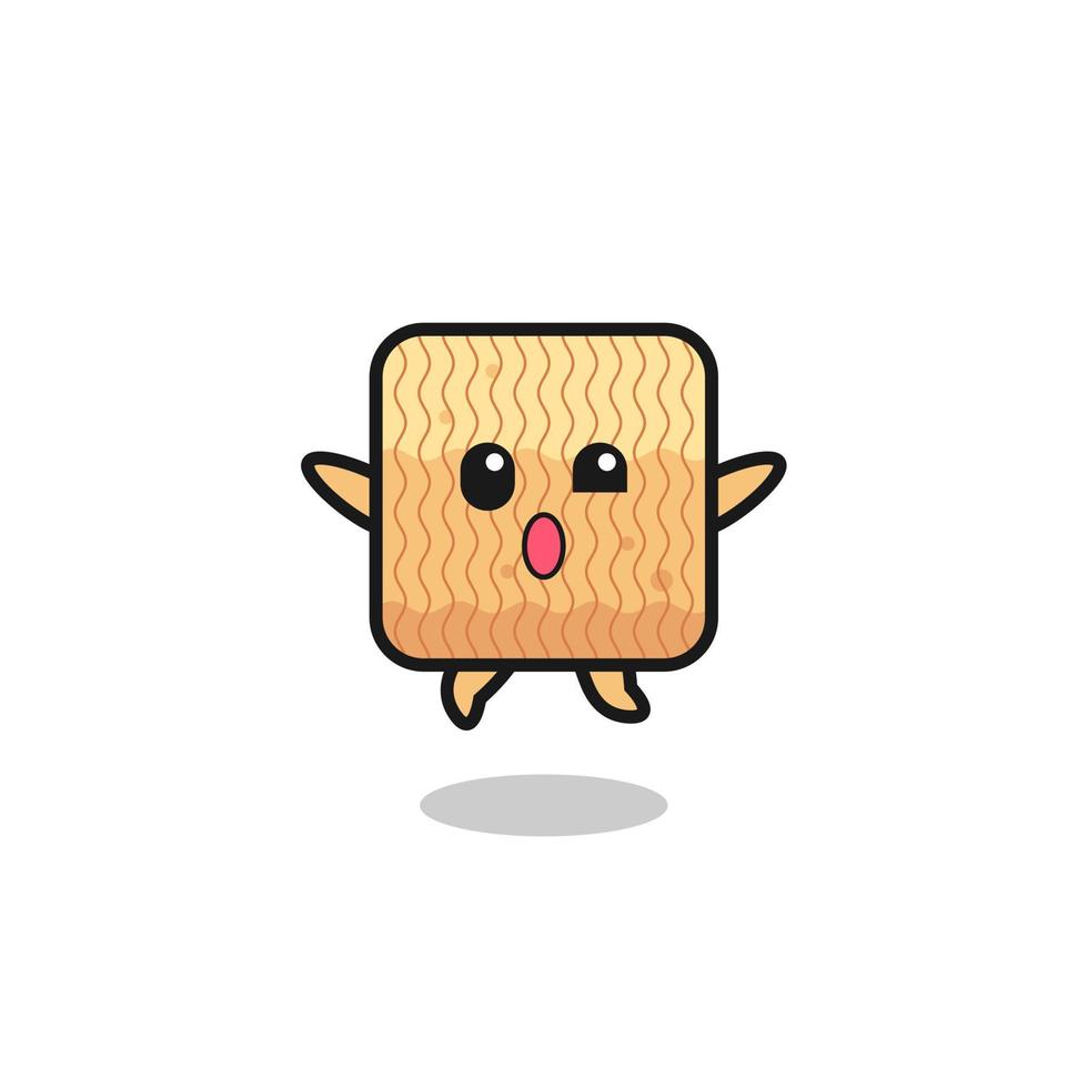 raw instant noodle character is jumping gesture vector