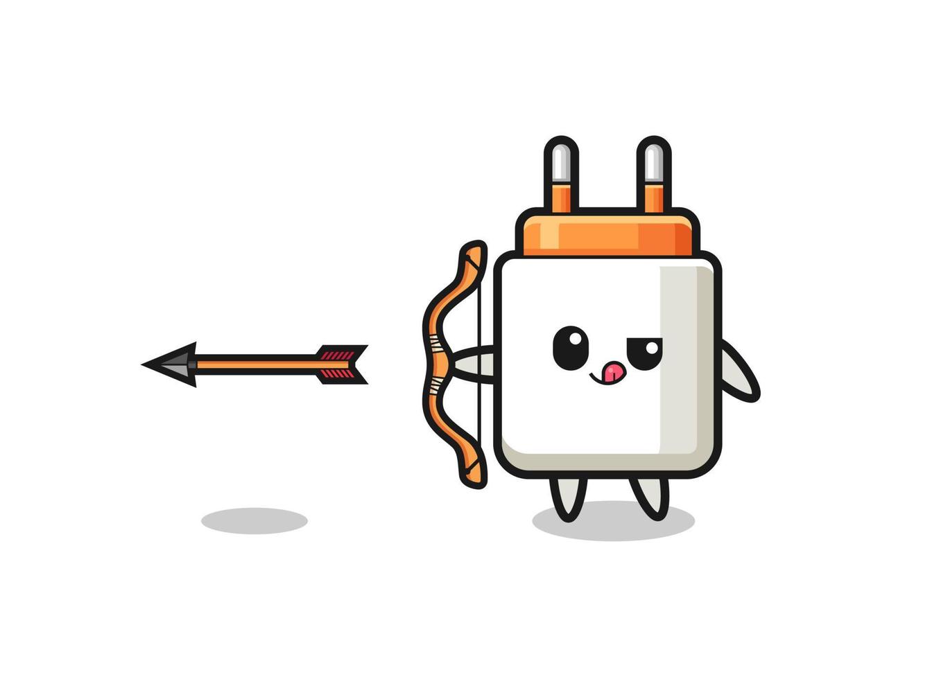illustration of power adapter character doing archery vector