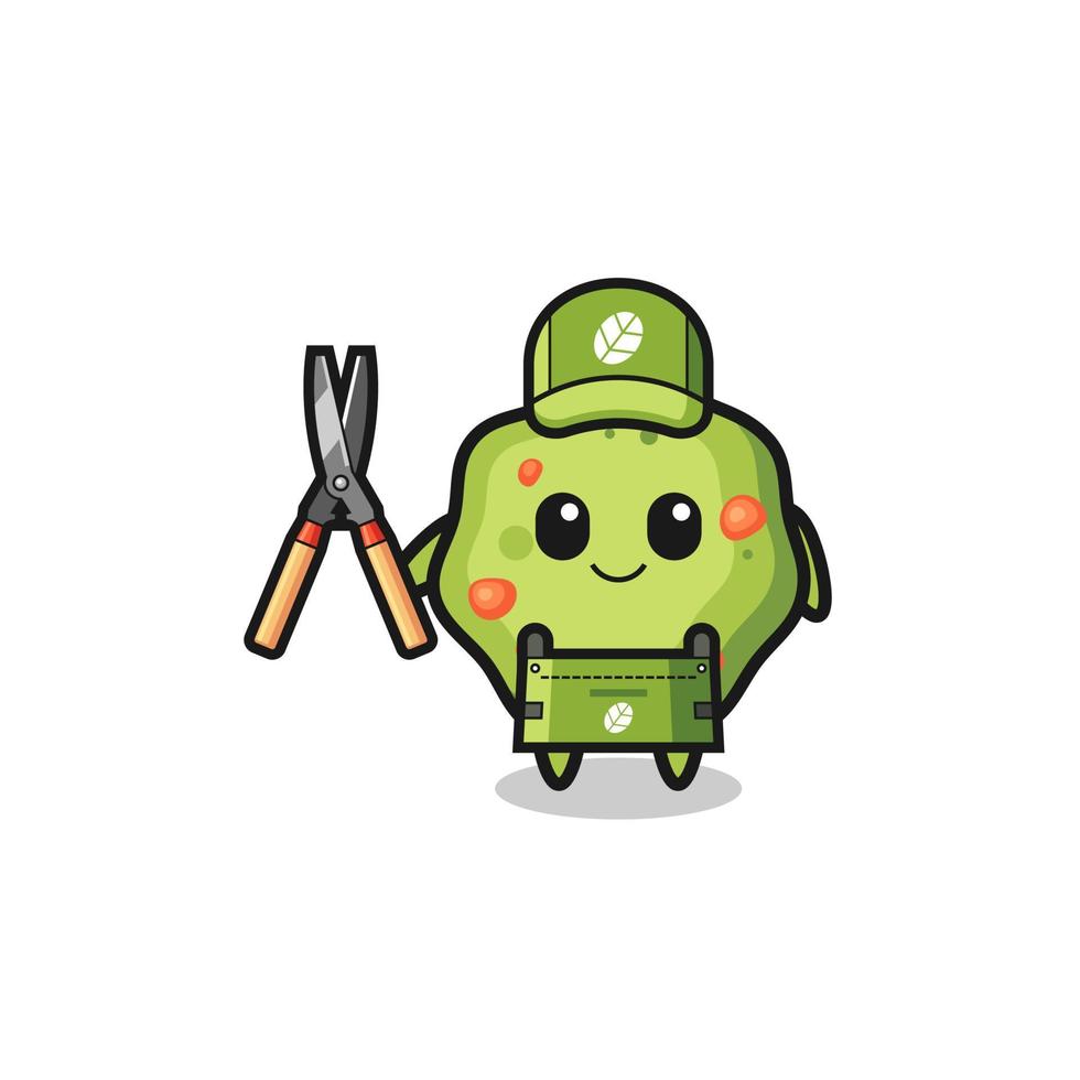 cute puke as gardener mascot vector