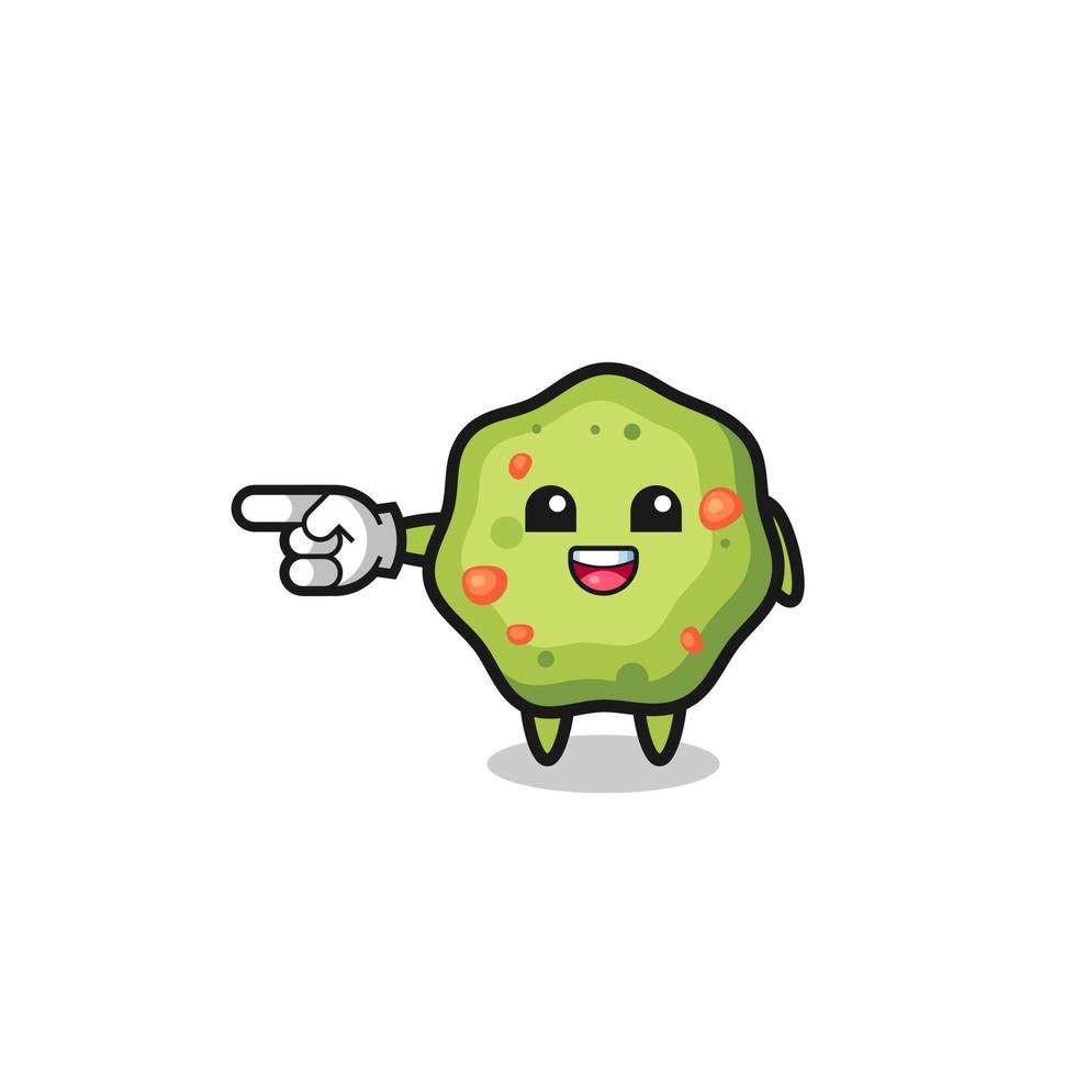 puke cartoon with pointing left gesture vector