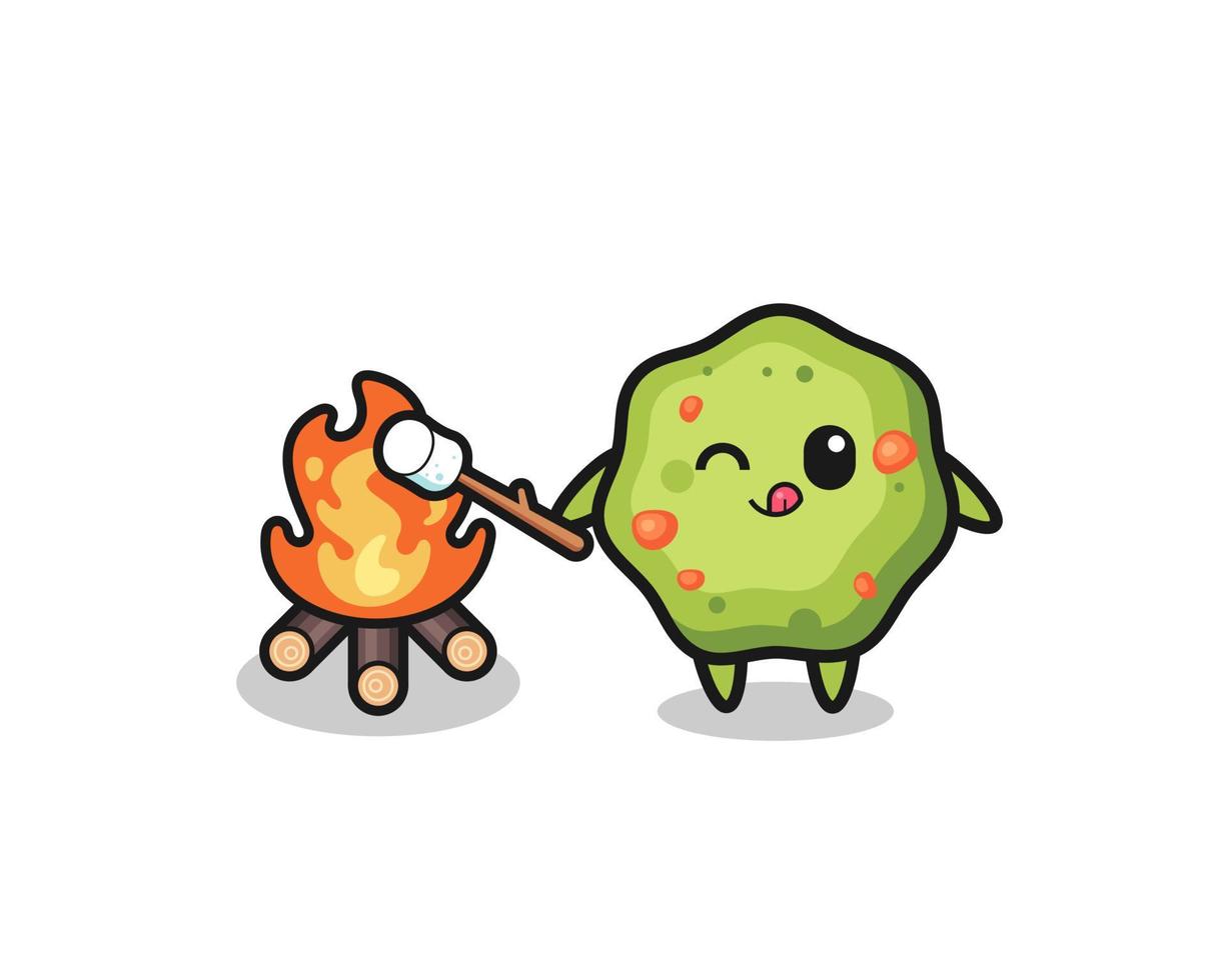 puke character is burning marshmallow vector