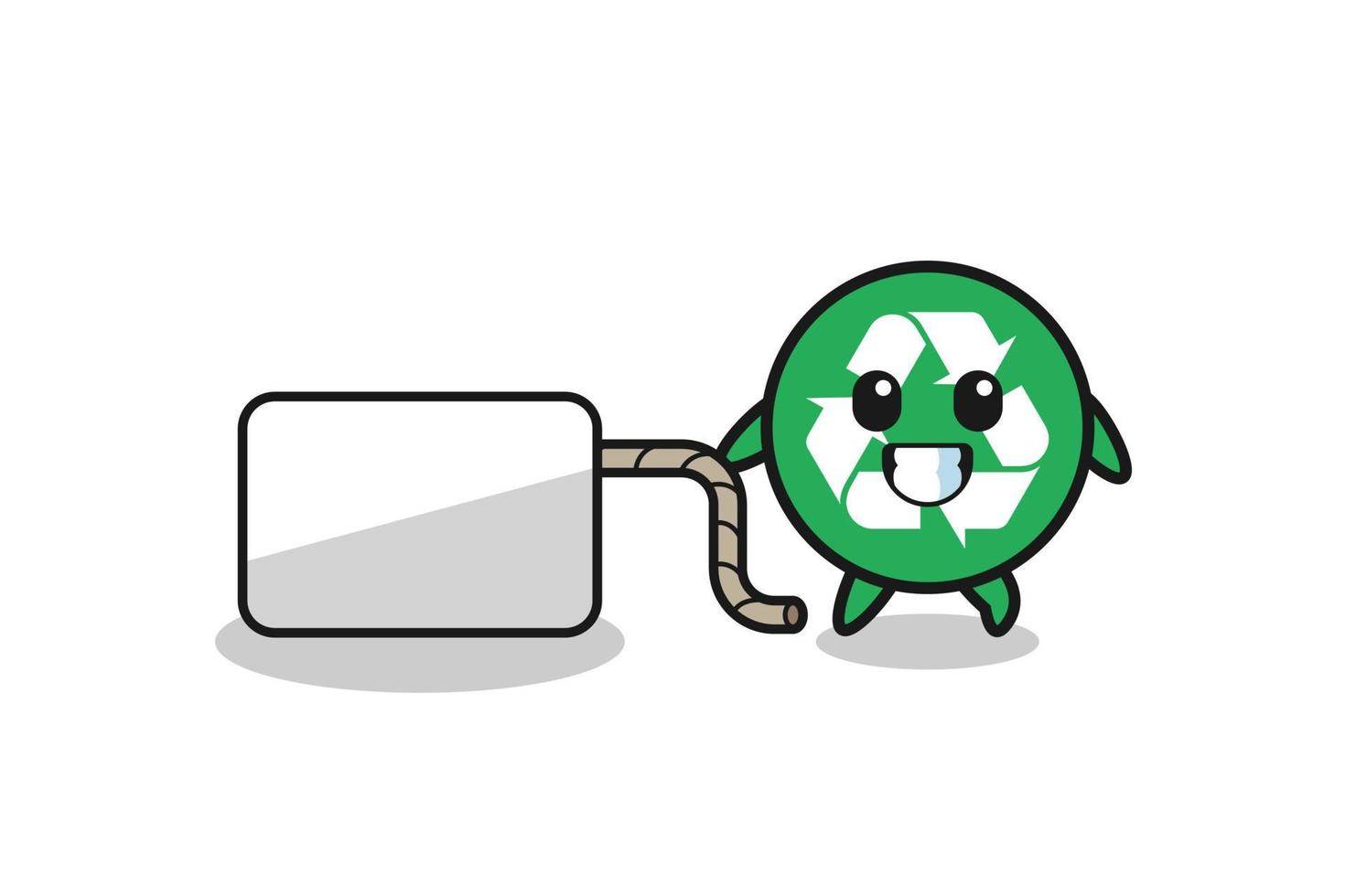 recycling cartoon is pulling a banner vector
