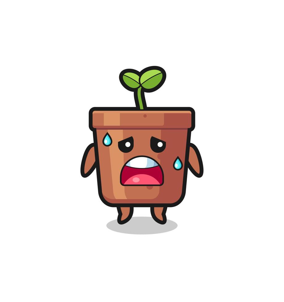 the fatigue cartoon of plant pot vector