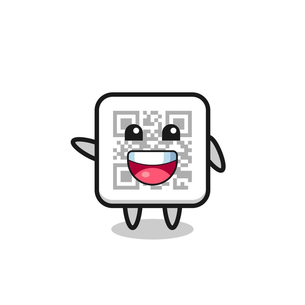 happy qr code cute mascot character vector