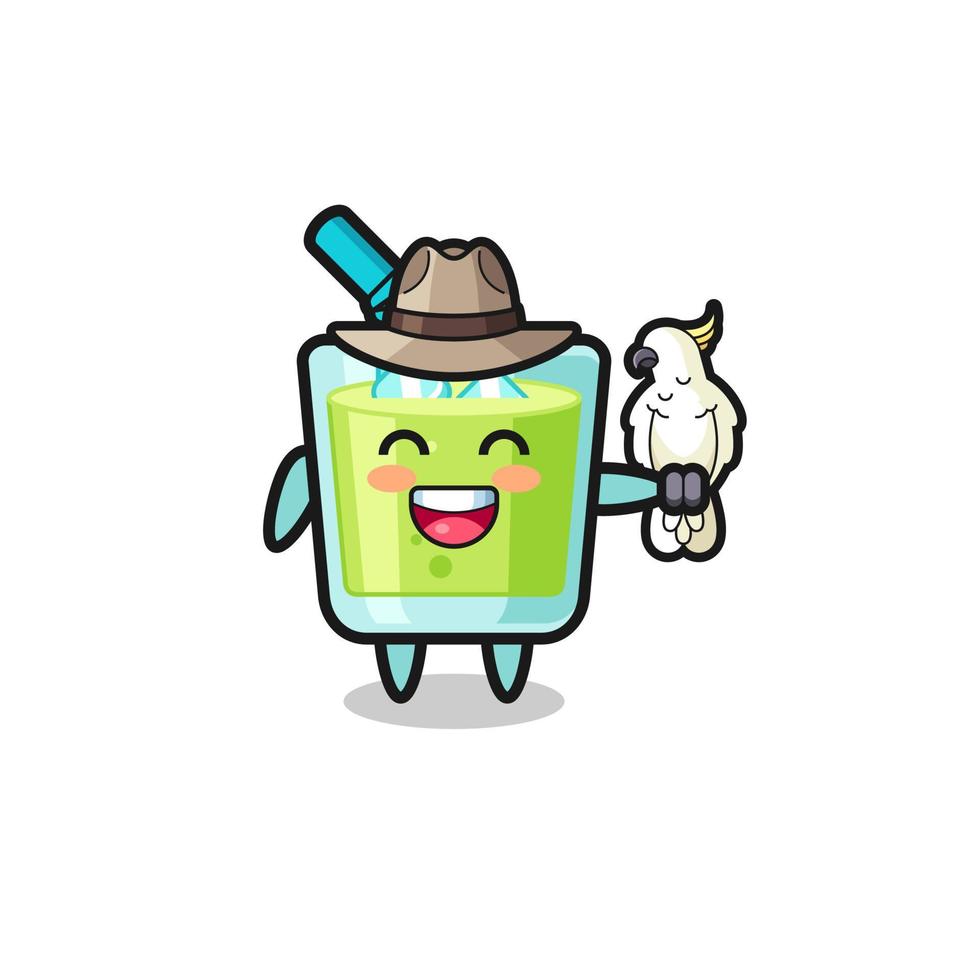 melon juice zookeeper mascot with a parrot vector