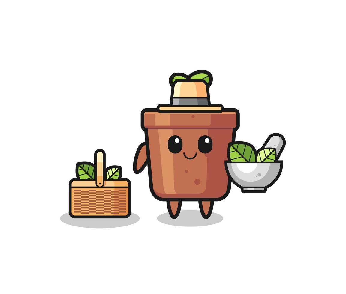 plant pot herbalist cute cartoon vector