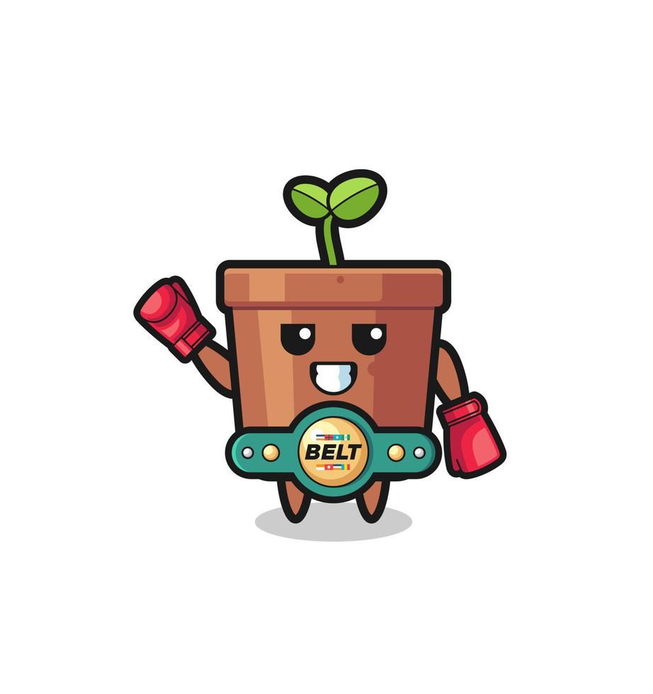 plant pot boxer mascot character vector