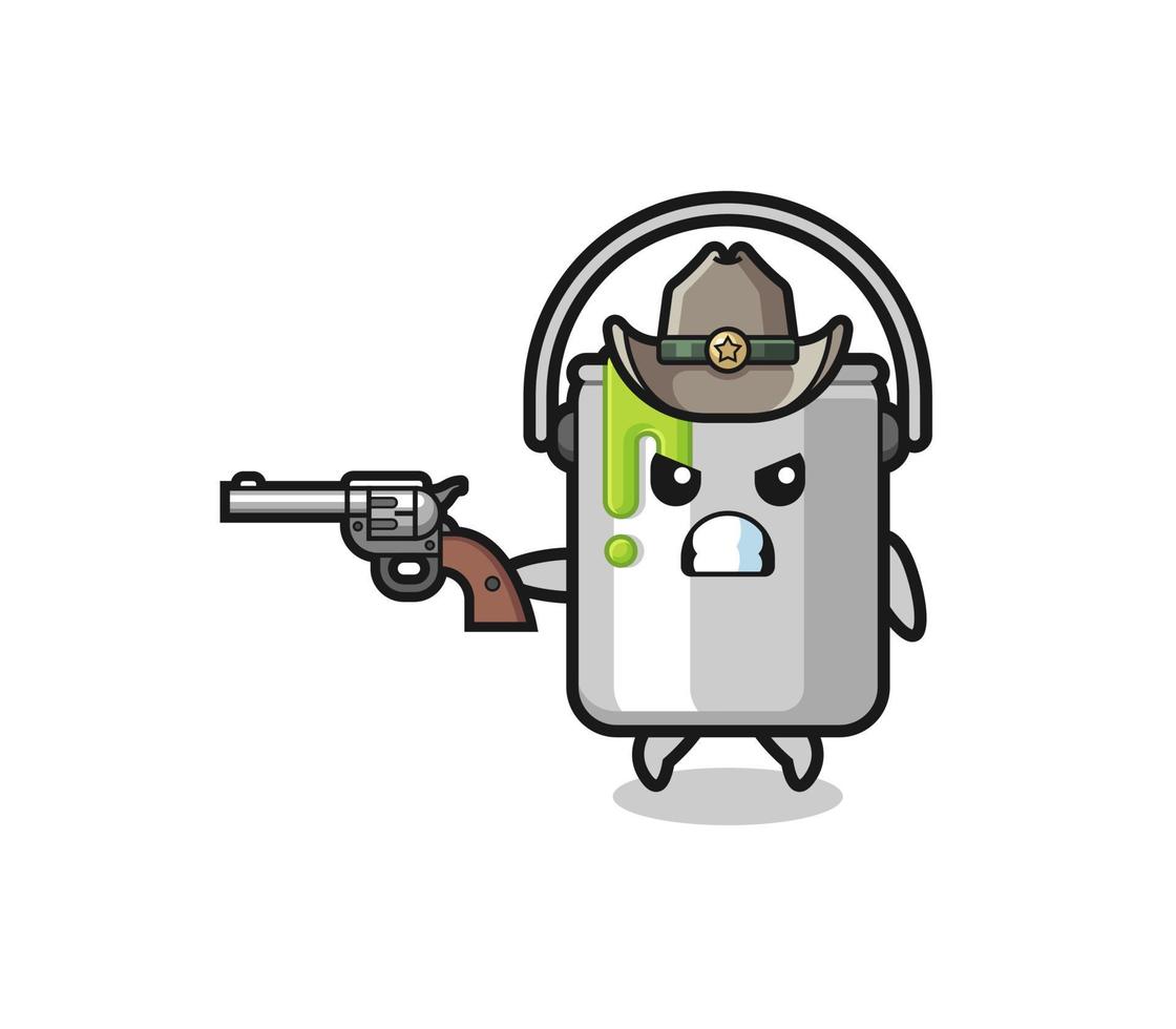 the paint tin cowboy shooting with a gun vector