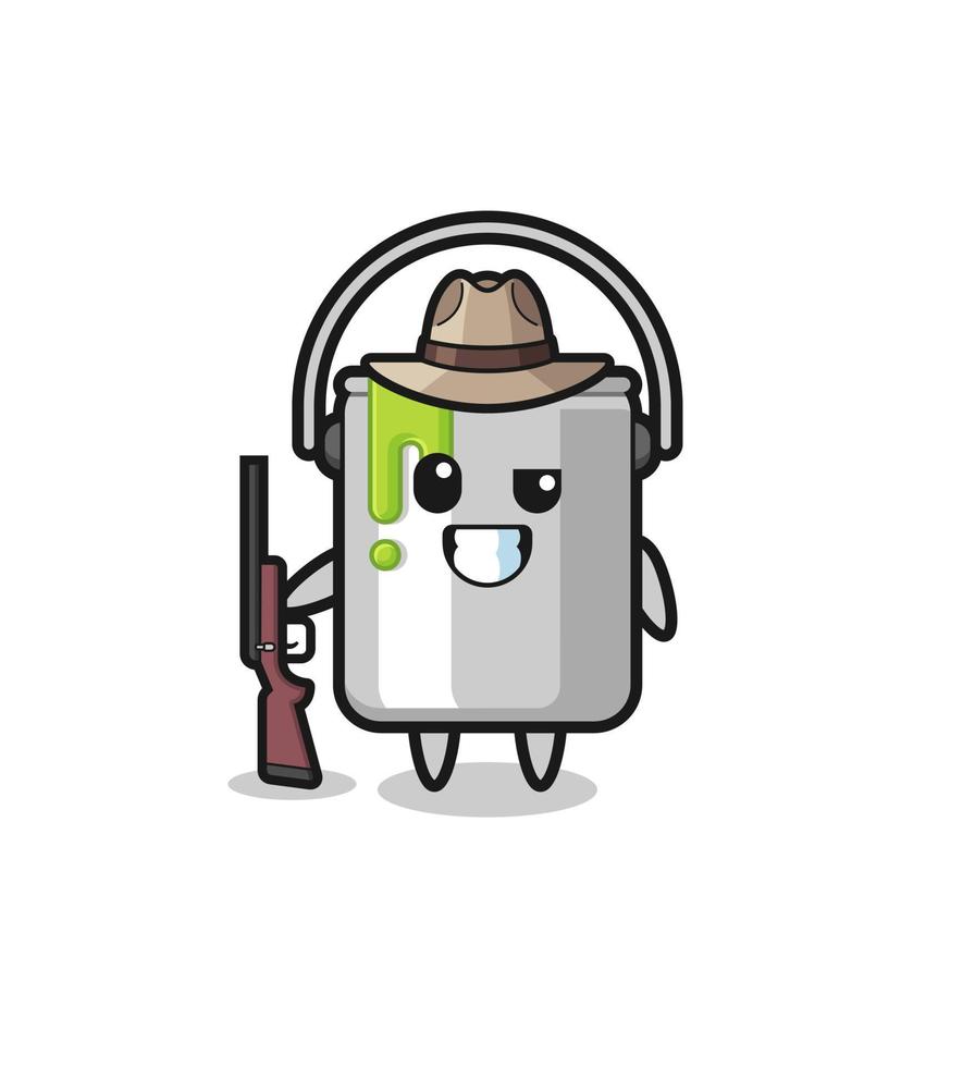 paint tin hunter mascot holding a gun vector