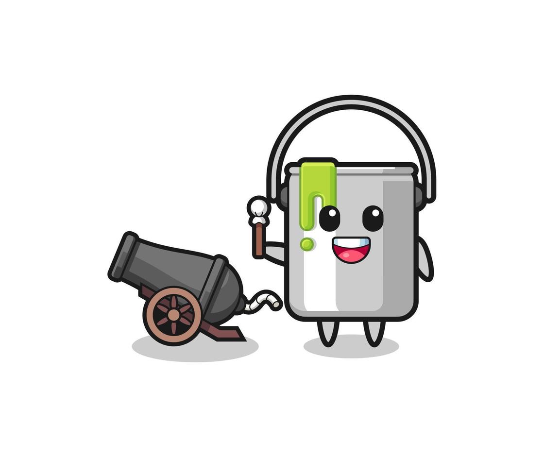 cute paint tin shoot using cannon vector