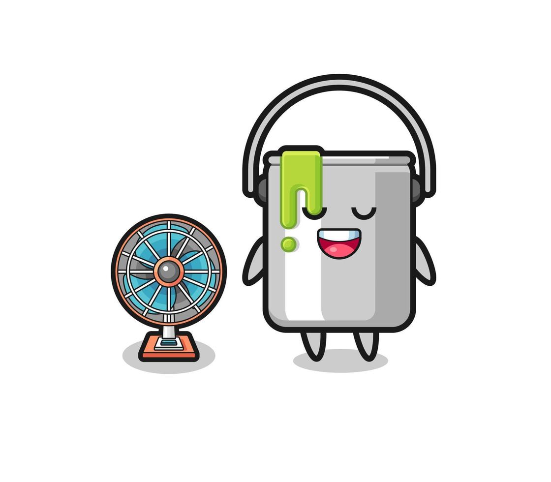 cute paint tin is standing in front of the fan vector